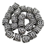 24Pcs Runic Runes Metal Beads Viking Jewelry Bead For Hair Beard Braided Charms