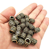 24Pcs Runic Runes Metal Beads Viking Jewelry Bead For Hair Beard Braided Charms