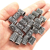 24Pcs Runic Runes Metal Beads Viking Jewelry Bead For Hair Beard Braided Charms