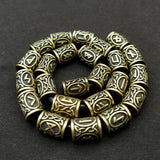 24Pcs Runic Runes Metal Beads Viking Jewelry Bead For Hair Beard Braided Charms