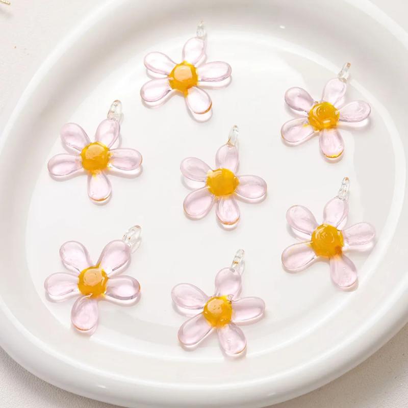 36X45mm Lampwork Flower Bead Charm Glass Bead Jewelry Making