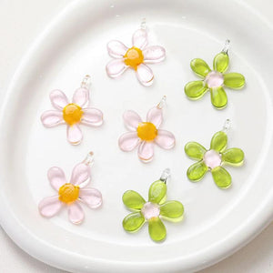 36X45mm Lampwork Flower Bead Charm Glass Bead Jewelry Making