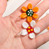 36X45mm Lampwork Flower Bead Charm Glass Bead Jewelry Making