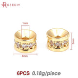 6PCS Brass Zircon Wheel Bracelet Spacer Beads Jewelry Making DIY