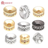 6PCS Brass Zircon Wheel Bracelet Spacer Beads Jewelry Making DIY