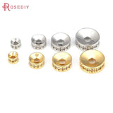 6PCS Brass Zircon Wheel Bracelet Spacer Beads Jewelry Making DIY