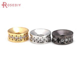 6PCS Brass Zircon Wheel Bracelet Spacer Beads Jewelry Making DIY