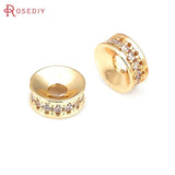 6PCS Brass Zircon Wheel Bracelet Spacer Beads Jewelry Making DIY