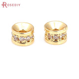 6PCS Brass Zircon Wheel Bracelet Spacer Beads Jewelry Making DIY