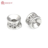 6PCS Brass Zircon Wheel Bracelet Spacer Beads Jewelry Making DIY