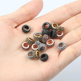 3pcs CZ Charms Beads Brass Micro Pave Cubic Zirconia Rondelle Spacer Beads