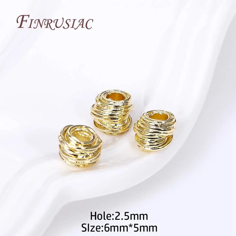 18K Plated Brass Round Spacer Beads For Jewelry Making