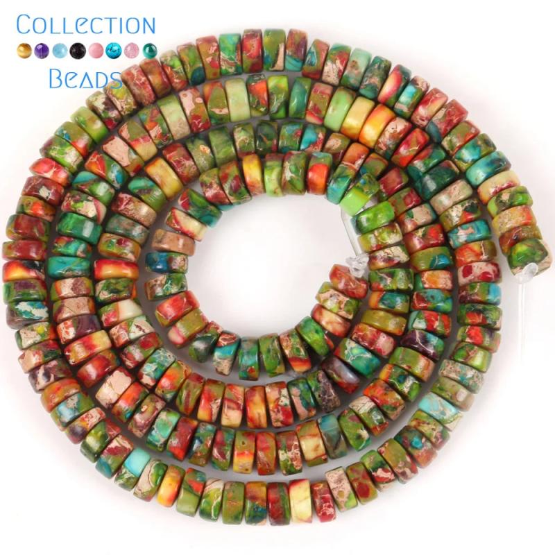 4x4x2mm Colorful Sea Sediment Jaspers Beads Flat Round Loose Beads