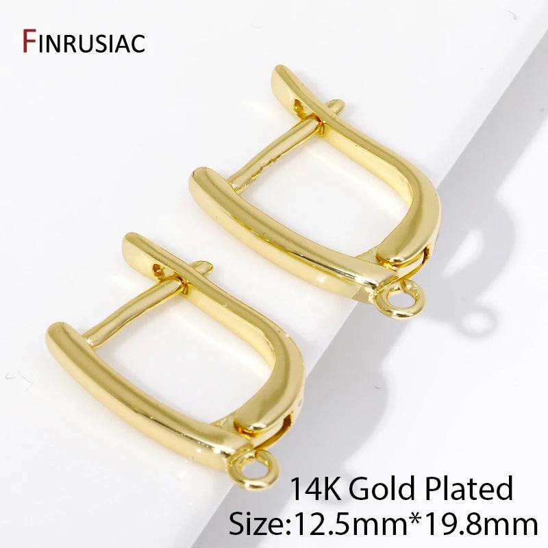 14K Plated Brass Earwire Fixtures Smooth Earring Hooks Clasps