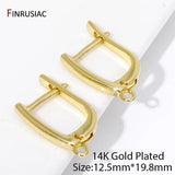 14K Plated Brass Earwire Fixtures Smooth Earring Hooks Clasps