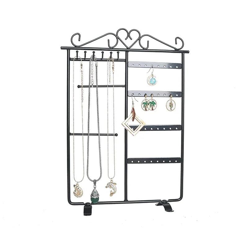 Metal Jewelry Earrings Display Ear Studs Necklace Chain Storage Holder Stand