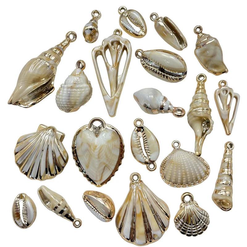 Gold-Plating Shell Pendants DIY Necklace Bracelet Connectors CCB Plastic