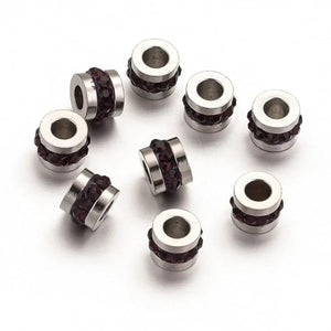 10pcs 5*6mm Stainless Steel Spacer Beads Zircon for DIY Jewelry Making