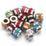 10pcs 5*6mm Stainless Steel Spacer Beads Zircon for DIY Jewelry Making