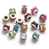 10pcs 5*6mm Stainless Steel Spacer Beads Zircon for DIY Jewelry Making