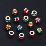 10pcs 5*6mm Stainless Steel Spacer Beads Zircon for DIY Jewelry Making