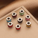 10pcs 5*6mm Stainless Steel Spacer Beads Zircon for DIY Jewelry Making
