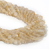 Faceted Natural Citrine Stone Beads 2mm 3mm 4mm Round Shape for DIY Jewelry