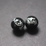 10Pcs Glass Beads with Carving Silver Dragon Beads - Jewelry Making