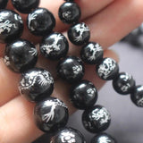 10Pcs Glass Beads with Carving Silver Dragon Beads - Jewelry Making