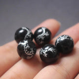 10Pcs Glass Beads with Carving Silver Dragon Beads - Jewelry Making