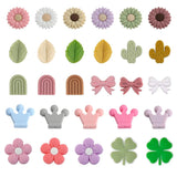 10pcs Leaf Crown Bow Cartoon Silicone Beads For Jewelry Making