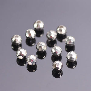 Round Faceted Silver Brass Spacer Beads Lot for Jewelry Making