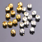 Round Faceted Silver Brass Spacer Beads Lot for Jewelry Making