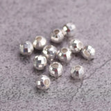 Round Faceted Silver Brass Spacer Beads Lot for Jewelry Making