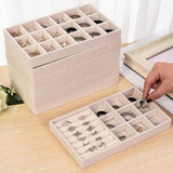Velvet Jewelry Display Tray Case Stackable Storage Holder Box