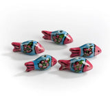 5 Hand Painted Fish Flower Ceramic Beads for DIY Jewelry Making