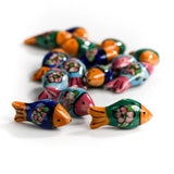 5 Hand Painted Fish Flower Ceramic Beads for DIY Jewelry Making