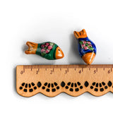 5 Hand Painted Fish Flower Ceramic Beads for DIY Jewelry Making