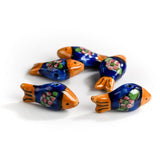 5 Hand Painted Fish Flower Ceramic Beads for DIY Jewelry Making