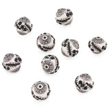 10pc 15mm Round Beads with Rhinestones and Alloy Cores Metal Mixed