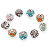 10pc 15mm Round Beads with Rhinestones and Alloy Cores Metal Mixed