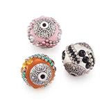 10pc 15mm Round Beads with Rhinestones and Alloy Cores Metal Mixed