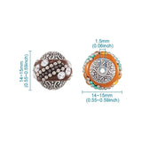 10pc 15mm Round Beads with Rhinestones and Alloy Cores Metal Mixed