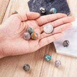 10pc 15mm Round Beads with Rhinestones and Alloy Cores Metal Mixed