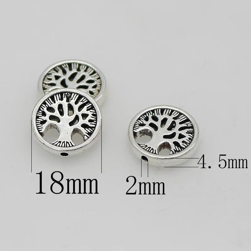 10pcs Antique Silver Life Tree Round Beads 18mm DIY Jewelry Accessories