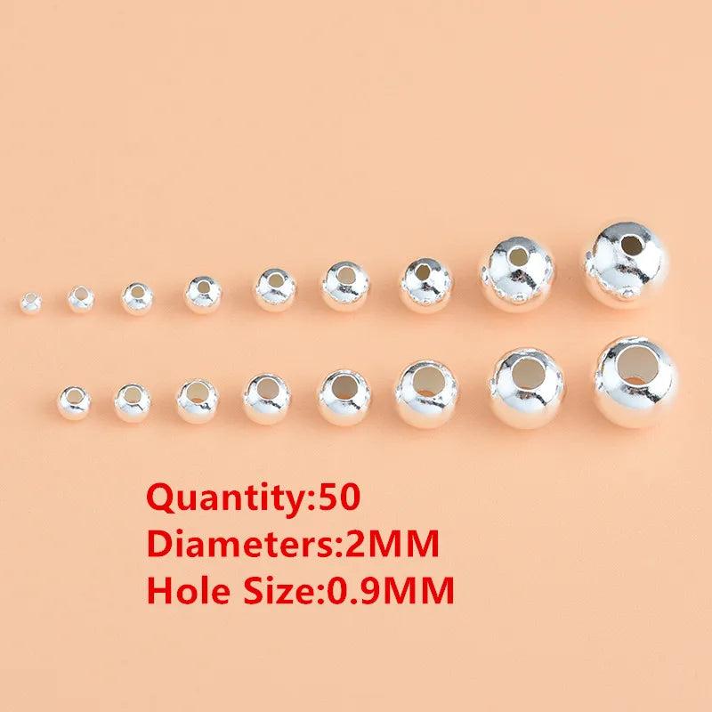 2-12mm Sterling Silver Round Bead for Jewelry Making Finding