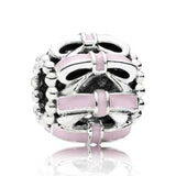 10Pcs Pink Enamel Flower Charms Beads Fit DIY Bracelets Bangles