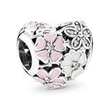 10Pcs Pink Enamel Flower Charms Beads Fit DIY Bracelets Bangles