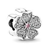 10Pcs Pink Enamel Flower Charms Beads Fit DIY Bracelets Bangles
