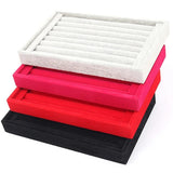Velvet Suede Jewelry Display Tray Ring Earring Organizer Rack
